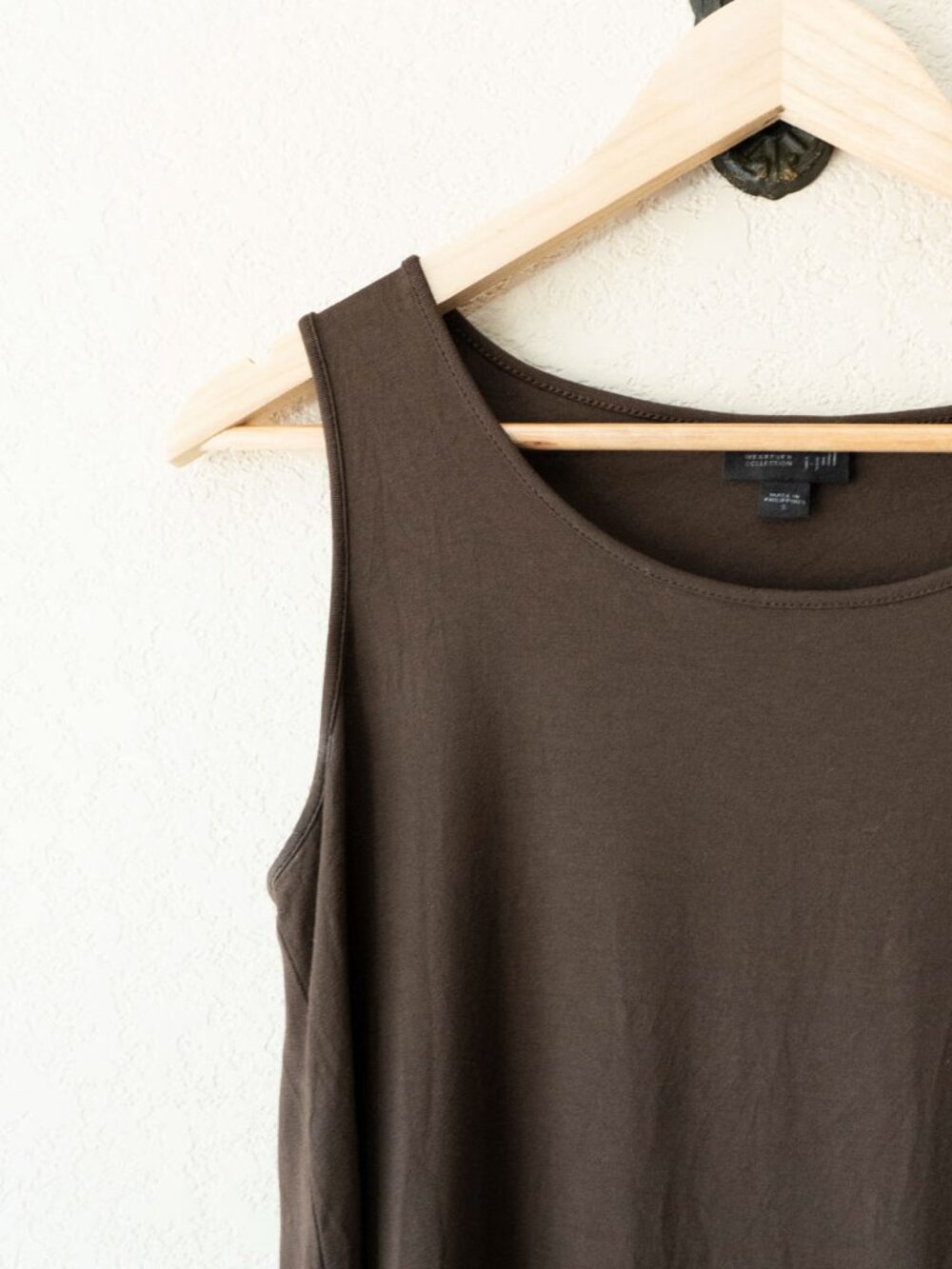 J Jill Wearever Tank Top S Dark Brown Scoop Neck Relaxed Draped Stretch Basic - Picture 5 of 14